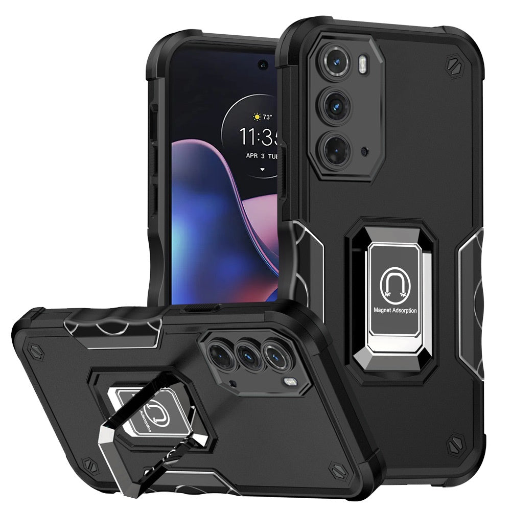 For Motorola Moto Edge (2022) Hybrid Cases with Magnetic Ring Holder Stand Kickstand Heavy Duty Rugged Shockproof  Phone Case Cover