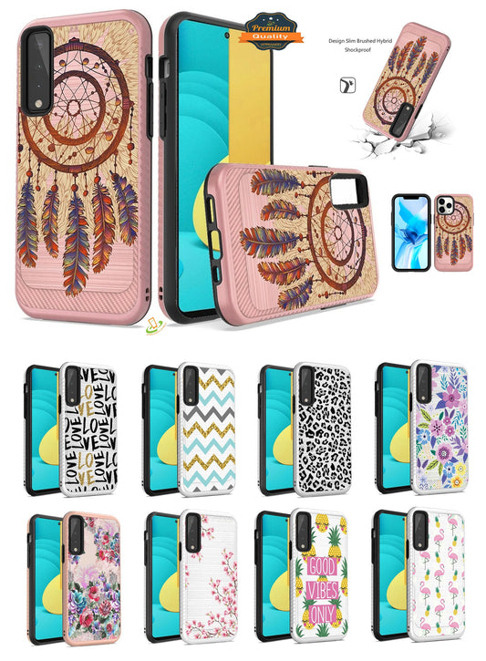 For AT&T Fusion Z, Motivate Cute Design Printed Pattern Fashion Brushed Texture Shockproof Dual Layer Hybrid Slim Had PC + TPU Rubber  Phone Case Cover