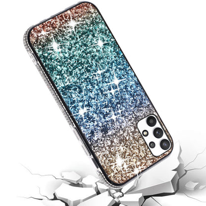 For Samsung Galaxy A33 5G Rhinestone Sparkling Rainbow Gradual Glitter Full Diamond Bling Protective Hybrid Rugged Slim Bumper  Phone Case Cover