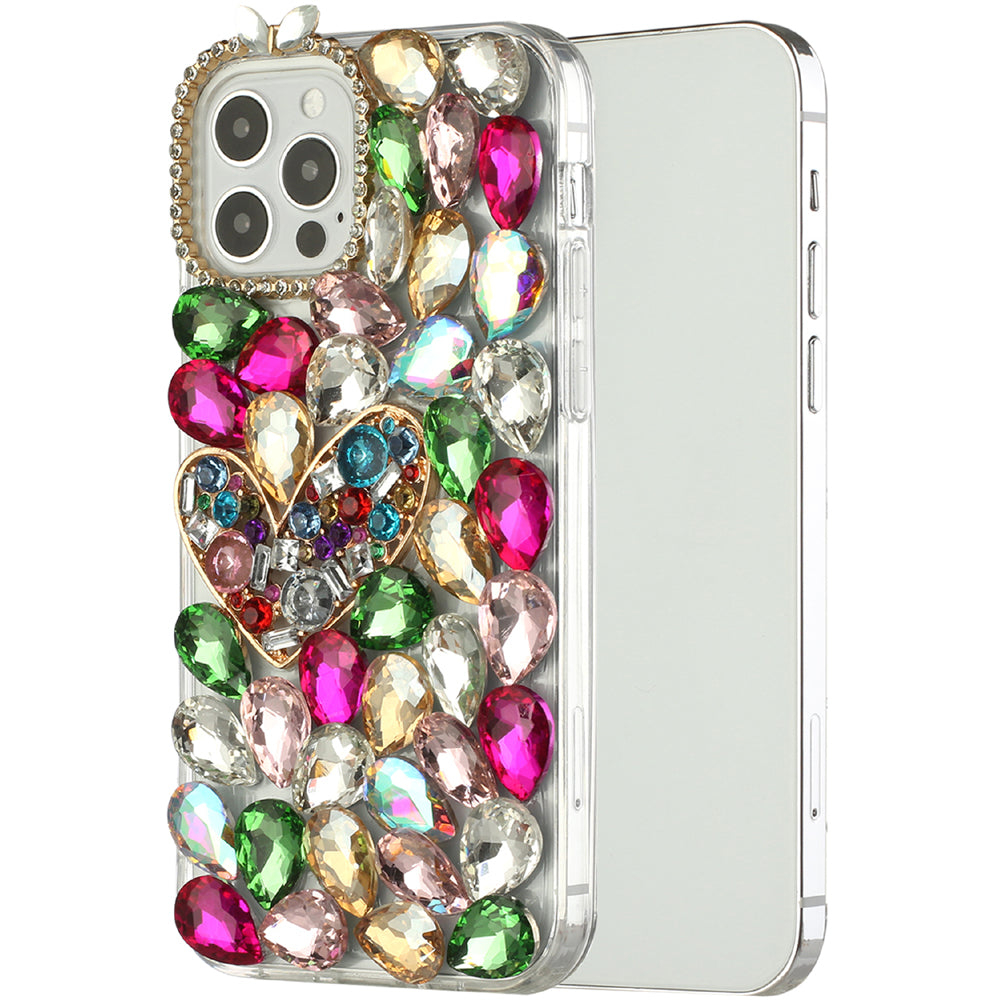 For Apple iPhone 13 Pro Max 6.7" Bling Crystal 3D Full Diamonds Luxury Sparkle Rhinestone Hybrid Protective  Phone Case Cover