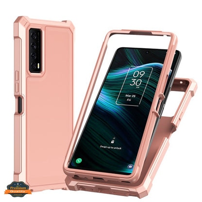 For TCL Stylus 5G Hybrid 2in1 Front Bumper Frame Cover Square Edge Shockproof Soft TPU + Hard PC Anti-Slip Heavy Duty  Phone Case Cover