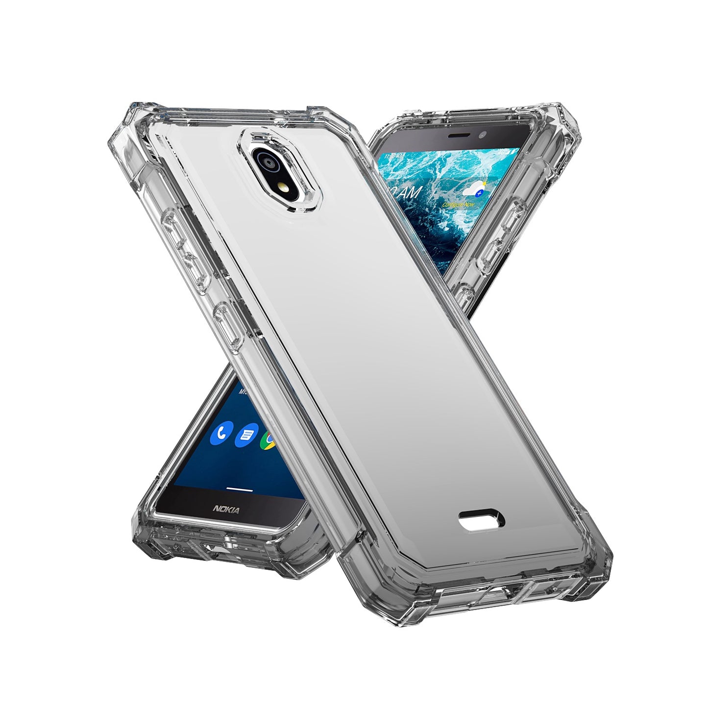 For Nokia C200 Clear Gradient Hybrid Thick Guard Shockproof Dual Layer Hard PC + TPU Bumper Frame Armor  Phone Case Cover