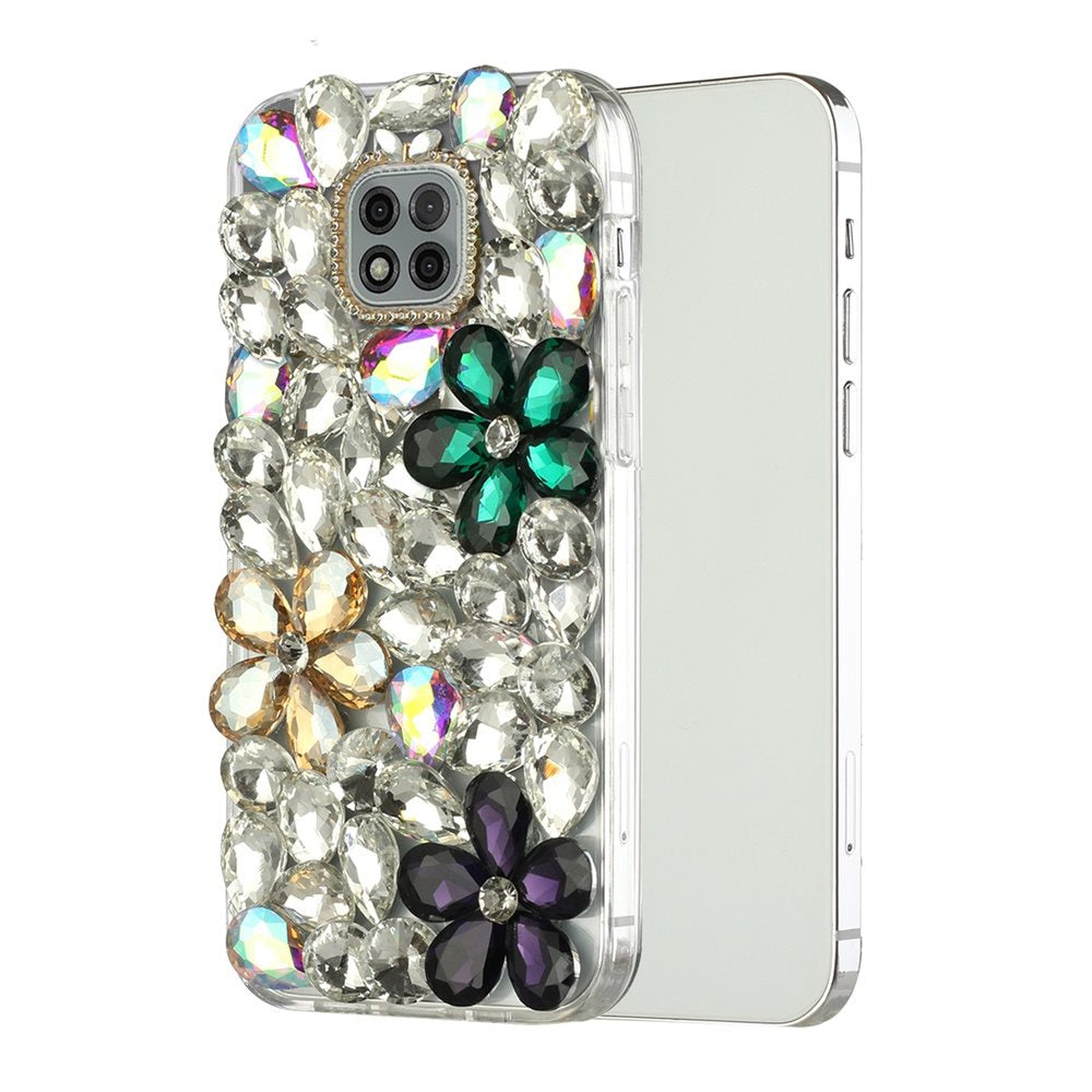 For Samsung Galaxy S21 Luxury Bling Clear Crystal 3D Full Diamonds Luxury Sparkle Rhinestone Hybrid Protective Green/ Gold/ Purple Phone Case Cover