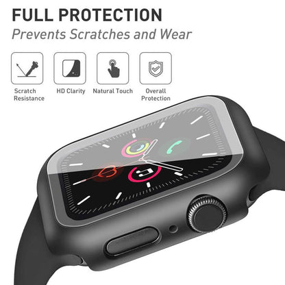 For Apple Watch Series 7 45mm Ultra Slim PC with Built in Clear Screen Protector Snap-on Full Coverage Shell Rubber TPU + Hard PC Frame for iWatch 45MM Series 7 Black Screen Protector