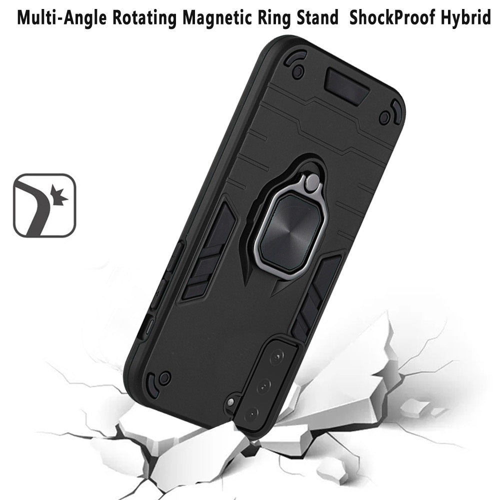 For Samsung Galaxy S21 FE /Fan Edition Hybrid Rotating Ring Kickstand Magnetic Heavy Duty Shockproof Bumper Hard PC Back Slim  Phone Case Cover