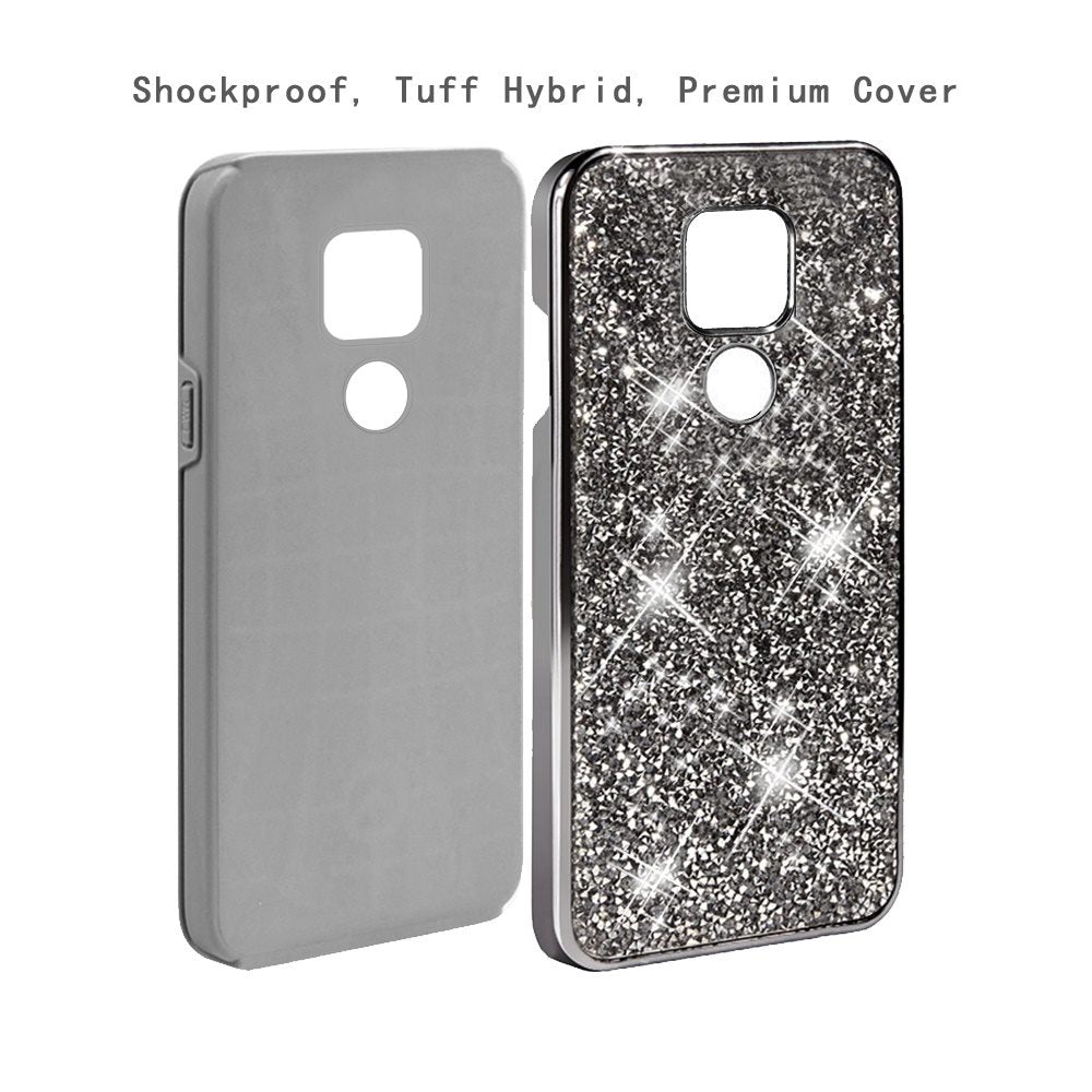 For Apple iPhone 13 Pro (6.1") Bling Rhinestone Diamond Shiny Glitter Hybrid Bumper Dual Layer Rugged Shell Hard PC TPU Rubber  Phone Case Cover