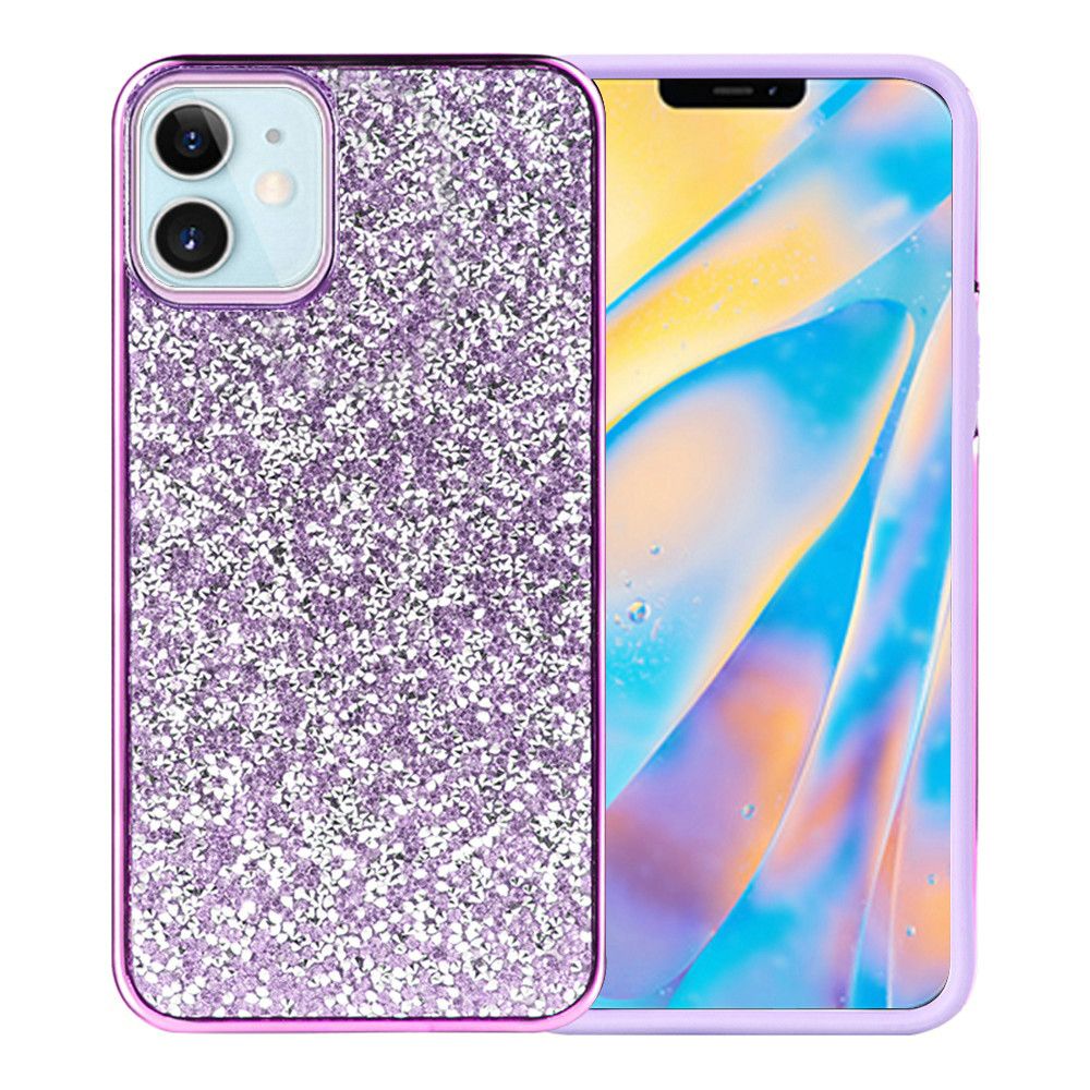 For Apple iPhone 13 (6.1") Bling Rhinestone Diamond Shiny Glitter Hybrid Bumper Dual Layer Rugged Shell Hard PC TPU Rubber  Phone Case Cover