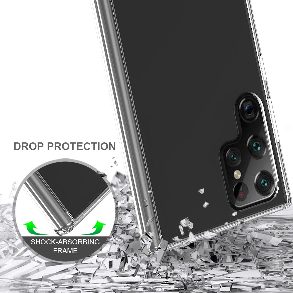 For Samsung Galaxy S22 /Plus Ultra Hybrid Transparent Clear Acrylic Back Hard PC & Soft TPU Full Protective Bumper Extra Shock-Absorb  Phone Case Cover