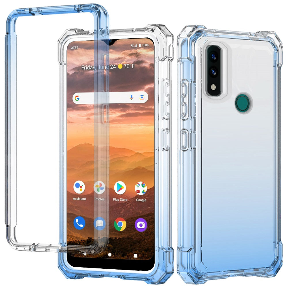 For AT&T Maestro 3 Clear Gradient Hybrid Thick Guard Shockproof Dual Layer Hard PC + TPU Bumper Frame Armor  Phone Case Cover