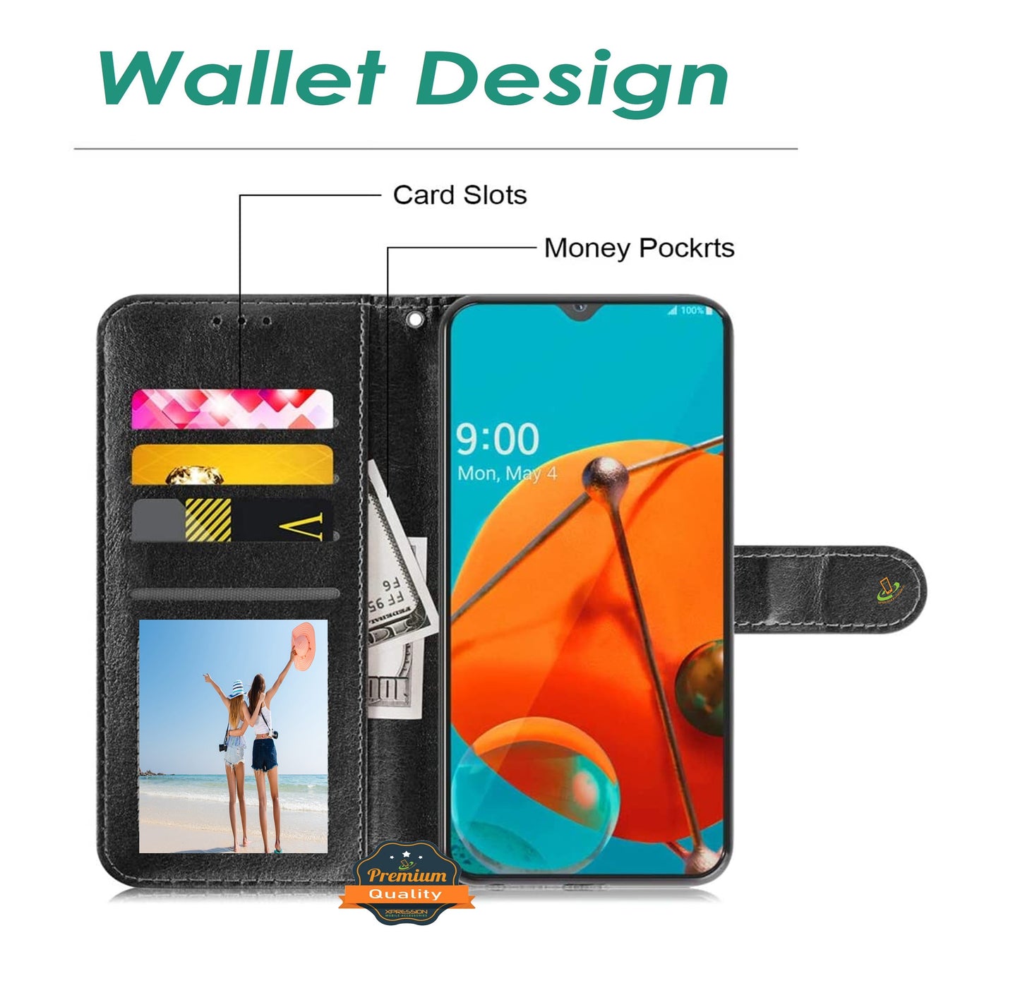 For Apple iPhone 13 Pro Max (6.7") Leather Wallet Case with Credit Card Holder Storage Lanyard Kickstand & Magnetic Flip Protective  Phone Case Cover