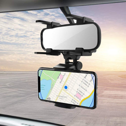 Universal Phone Mount Holder 270° Adjustable angle Smartphone Cradle Multi-Use for Rear View Mirror Vehicle Car Stand Universal Stand [Black]