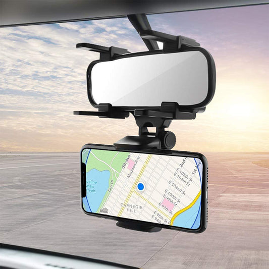 Universal Phone Mount Holder 270° Adjustable angle Smartphone Cradle Multi-Use for Rear View Mirror Vehicle Car Stand Universal Stand [Black]