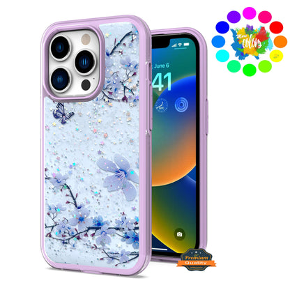 For Apple iPhone 11 (6.1") Sakura Spring Flowers Design Colorful Frame Hybrid Rubber TPU Hard PC Shockproof Rugged Slim  Phone Case Cover