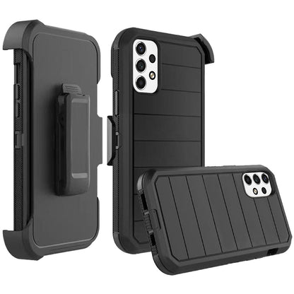 For Samsung Galaxy A13 4G 2022 Combo 3in1 Holster Heavy Duty Rugged with Swivel Belt Clip and Kickstand Black Phone Case Cover