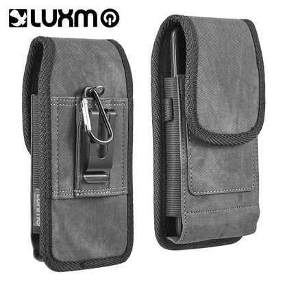 Universal Vertical Nylon Cell Phone Holster Case with Dual Credit Card Slots, Belt Clip Pouch and Belt Loop for Apple iPhone Samsung Galaxy LG Moto All Mobile phones Size 6.3" Universal Nylon [Black]