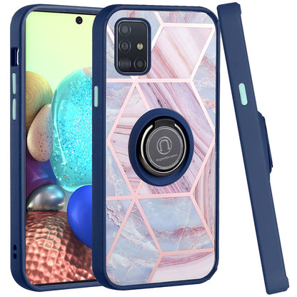 For Samsung Galaxy A71 5G Unique Marble Design with Magnetic Ring Kickstand Holder Hybrid TPU Hard Shockproof Armor  Phone Case Cover