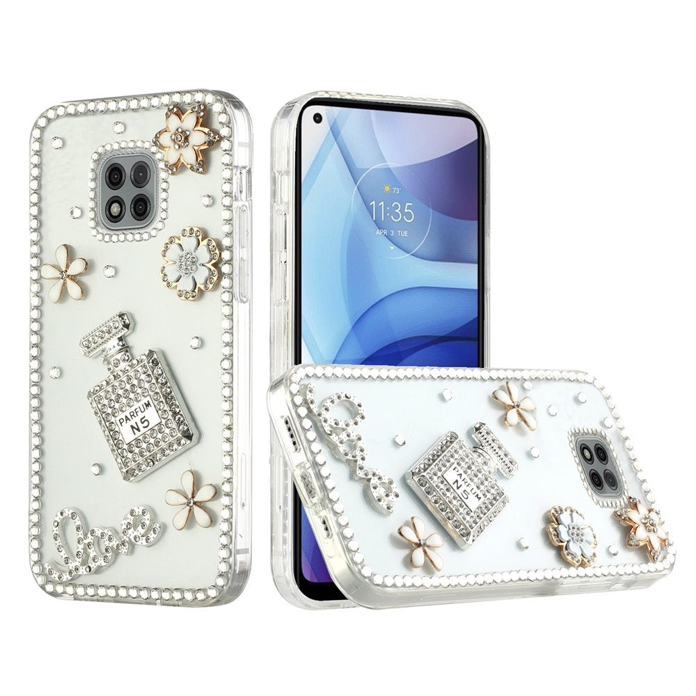 For Samsung Galaxy S21 Ultra Bling Clear Crystal 3D Full Diamonds Luxury Sparkle Rhinestone Hybrid Protective Perfume Hearts Flower Phone Case Cover