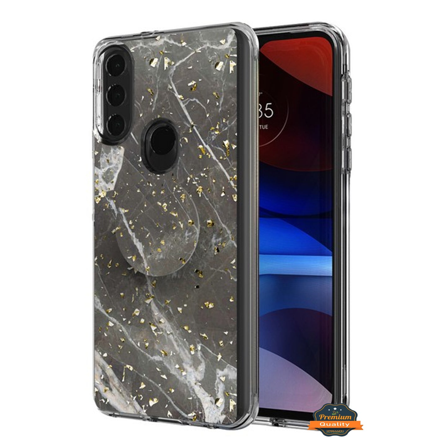 For Motorola Moto G Power 2022 Elegant Pattern Design Bling Glitter Hybrid Cases with Ring Stand Pop Up Finger Holder Kickstand  Phone Case Cover