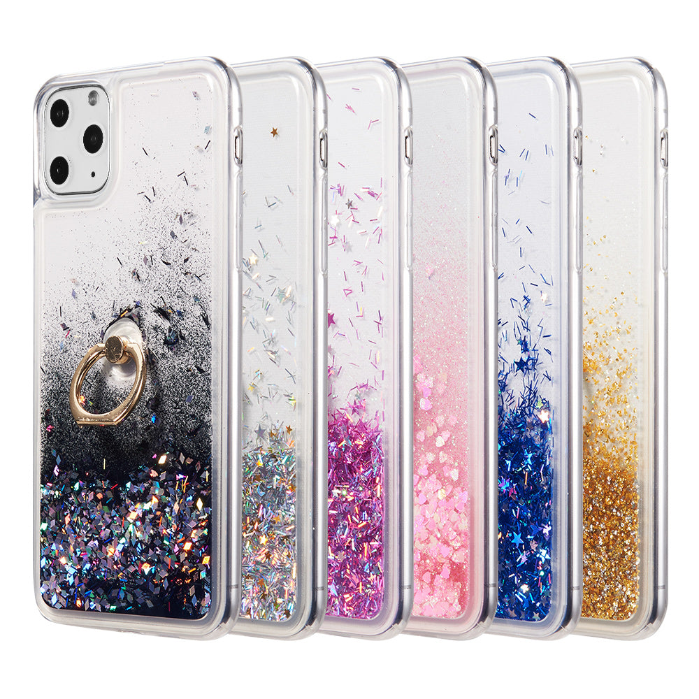 For Samsung Galaxy A53 5G Hybrid Glitter Bling Sparkling Liquid Quicksand Glittering Sparkle TPU with Ring Stand Holder Pink Phone Case Cover