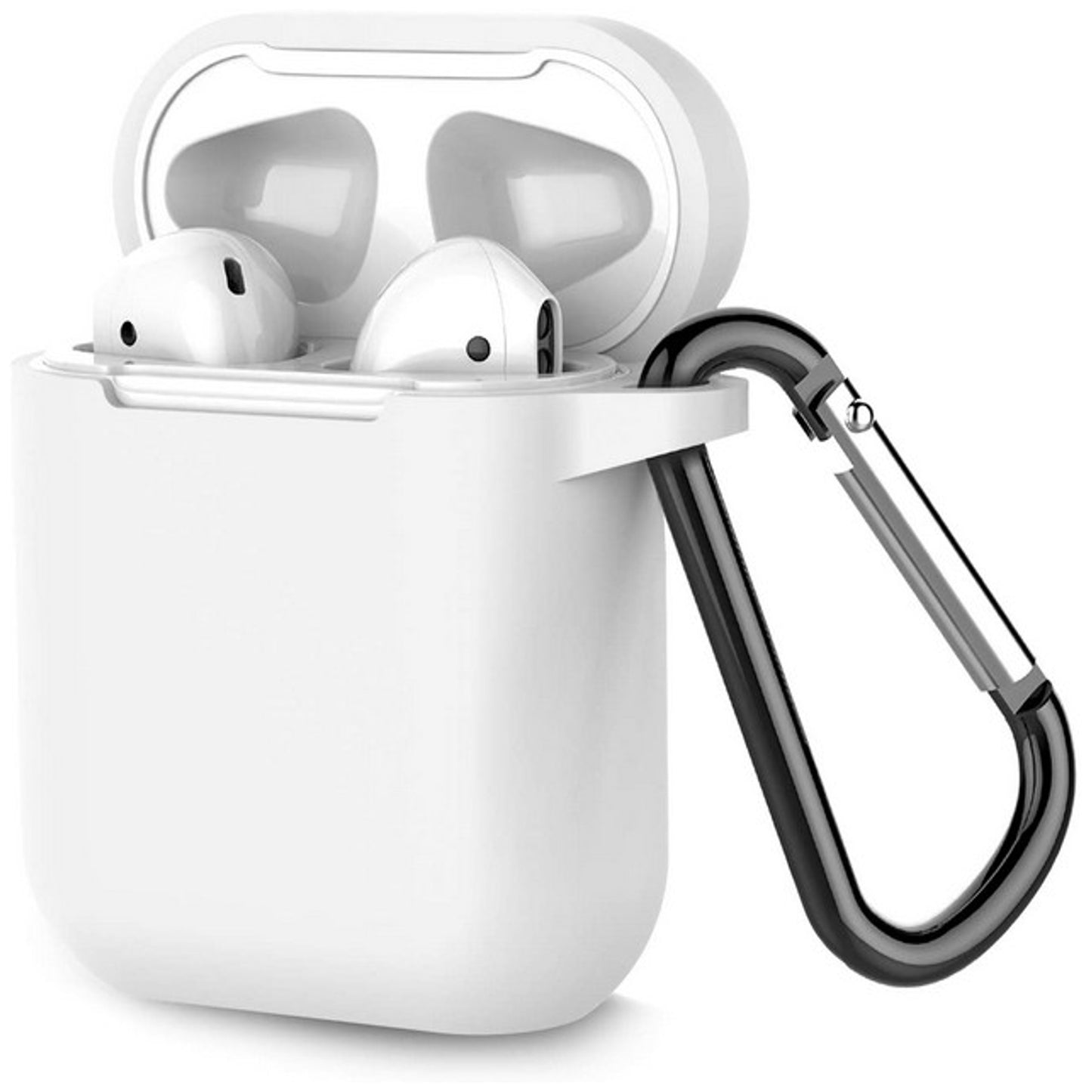 For Apple AirPods 2 & 1 Full Protective Silicone TPU Skin Accessories with Keychain [Front LED Visible] Hybrid Shockproof Clear