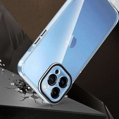 For Apple iPhone 11 (6.1") Transparent Clear Hybrid with Matching Metal Buttons and Camera Protection Hard PC + TPU  Phone Case Cover