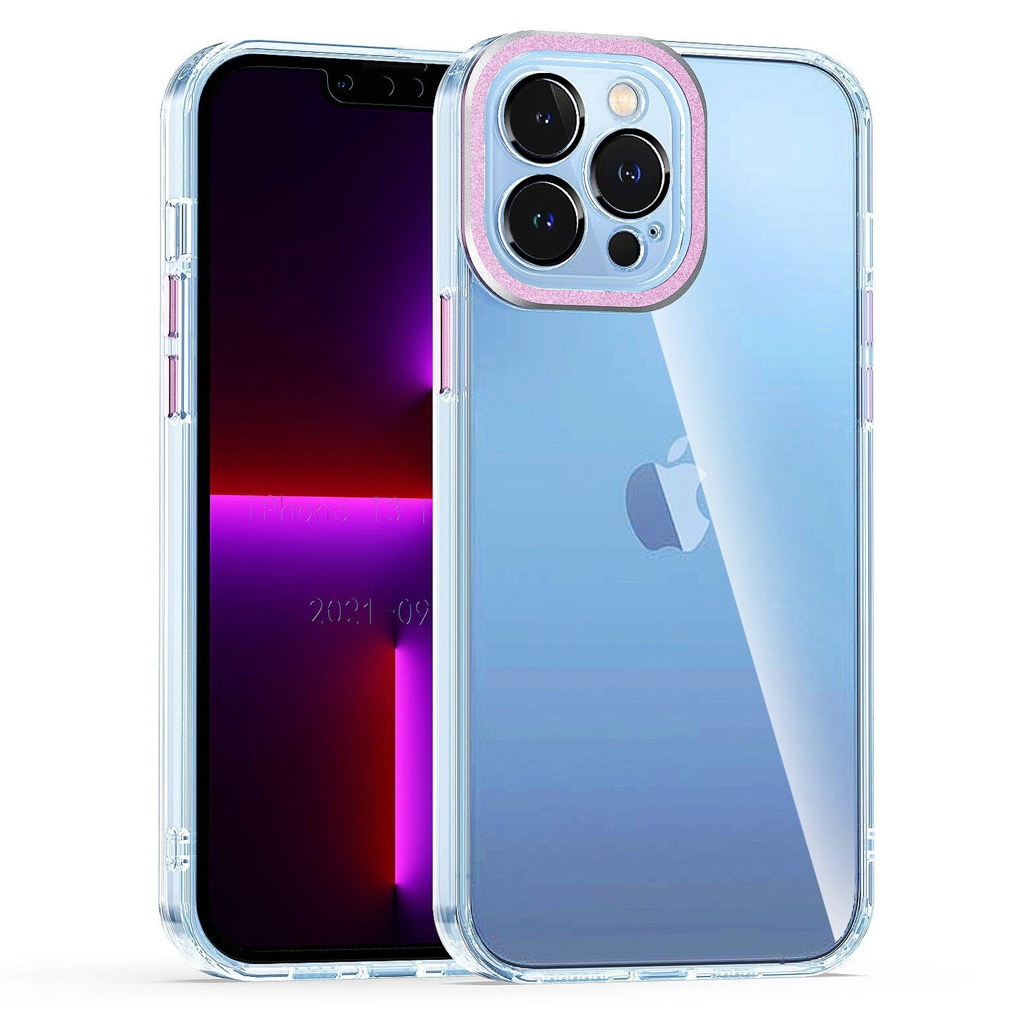 For Apple iPhone 11 (6.1") Transparent Clear Hybrid with Matching Metal Buttons and Camera Protection Hard PC + TPU  Phone Case Cover