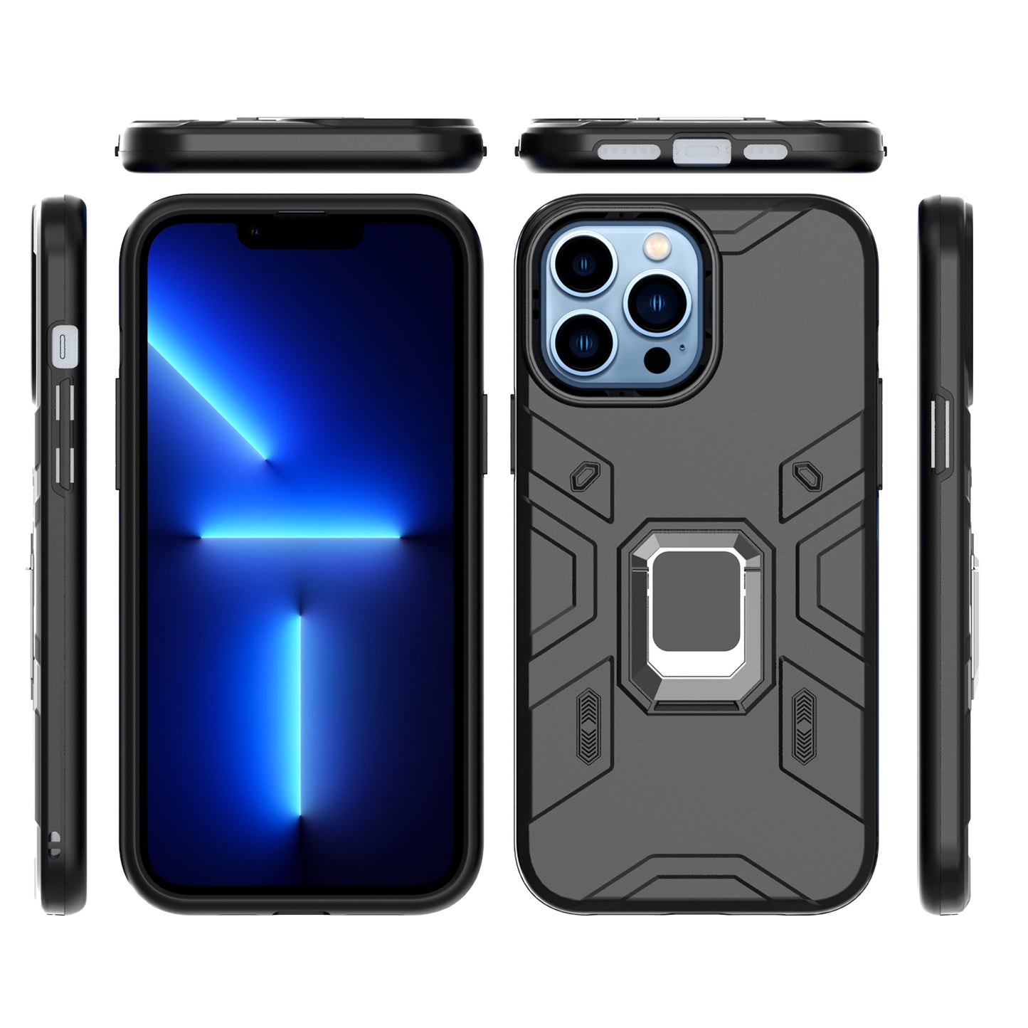 For Apple iPhone 11 (6.1") Slim Rugged Shockproof Hybrid with Magnetic Ring Stand Holder  Phone Case Cover