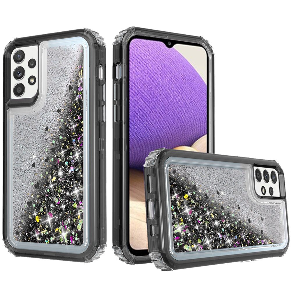 For Apple iPhone 13 Pro (6.1") Luxury Floating Glitter Case Sparkle Bling Quicksand Clear Heavy Duty Bumper Dual Layer PC Frame TPU Back  Phone Case Cover