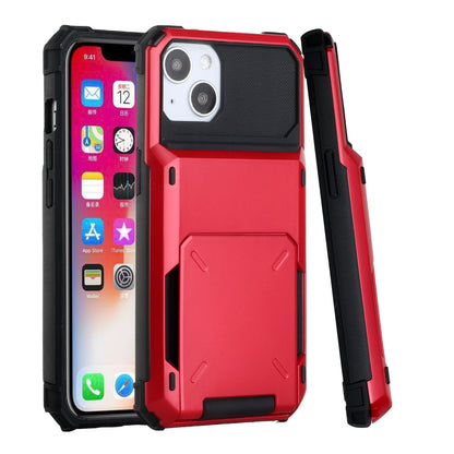 For Apple iPhone 13 Pro (6.1") Multiple Wallet Hidden Credit Card Holder (Upto 5 Cards) Shockproof Hybrid Armor Durable  Phone Case Cover