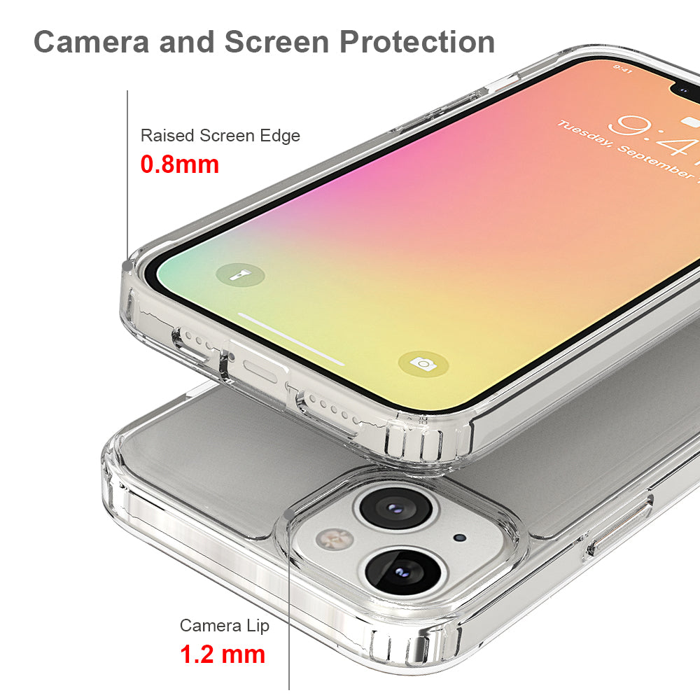 For Apple iPhone 13 / Mini Pro Max Hybrid Transparent Clear Acrylic Back Hard PC & Soft TPU Full Protective Bumper Extra Shock-Absorb  Phone Case Cover