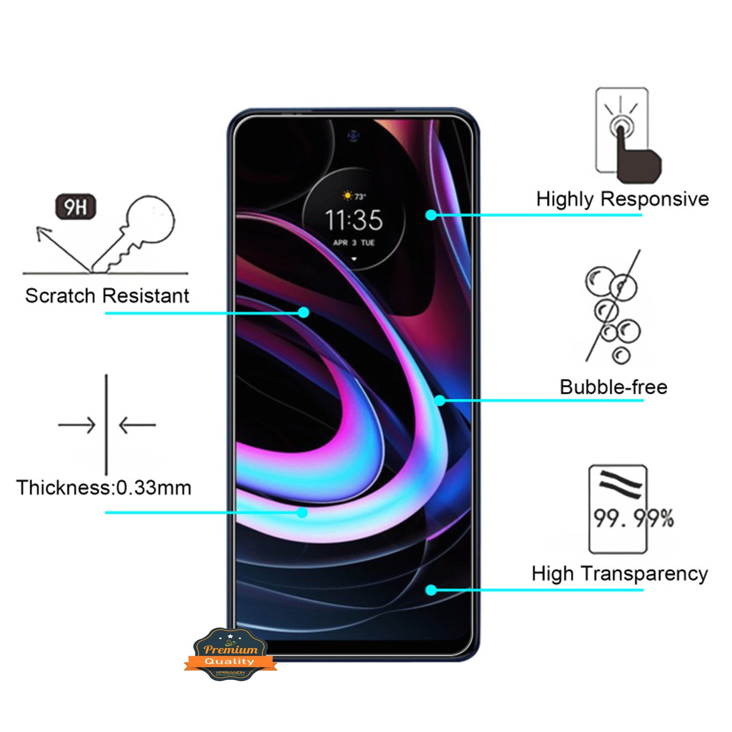 For Motorola Moto G Stylus 5G 2021 Tempered Glass Screen Protector, Bubble Free, Anti-Fingerprints HD Clear, Case Friendly Tempered Glass Film Clear Screen Protector