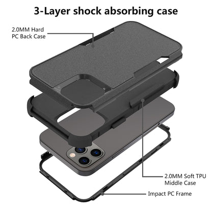 For Apple iPhone 13 /Pro Max Mini Armor 3 in 1 Three Layer Heavy Duty Rugged Hybrid Hard PC Soft TPU Bumper Shockproof Full Protective  Phone Case Cover