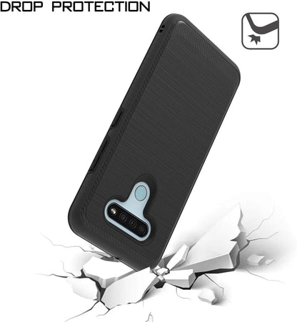 For Motorola Moto G Power 2022 (6.5") Armor Brushed Texture Rugged Carbon Fiber Design Shockproof Dual Layers Hard PC + TPU  Phone Case Cover