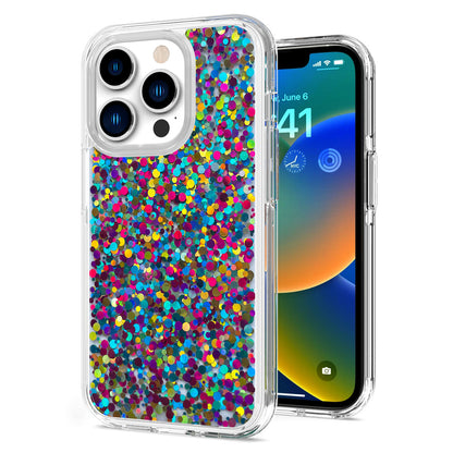 For Apple iPhone 11 (6.1") Colorful Glitter Bling Sparkle Epoxy Glittering Shining Hybrid Hard PC Silicone Shockproof  Phone Case Cover