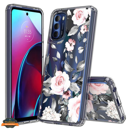 For TCL 20 XE Floral Patterns Design Transparent Silicone Shock Absorption Bumper Hybrid Slim Hard PC Back  Phone Case Cover