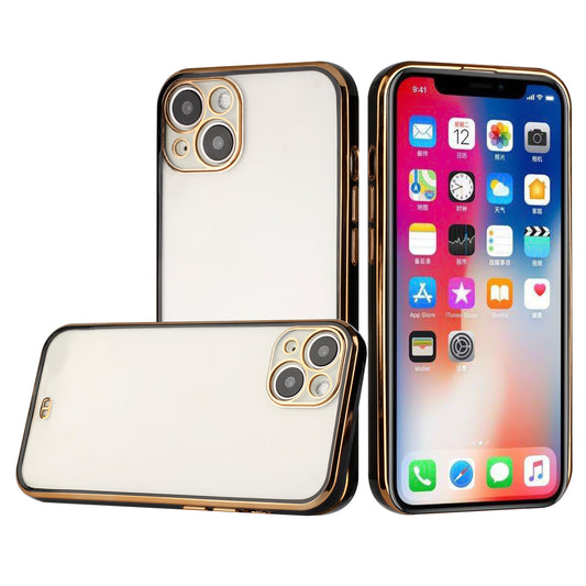 For Apple iPhone 11 (6.1") Slim Hybrid Gold Plated Chrome Transparent Rubber Gummy Hard PC Thick TPU Protective  Phone Case Cover