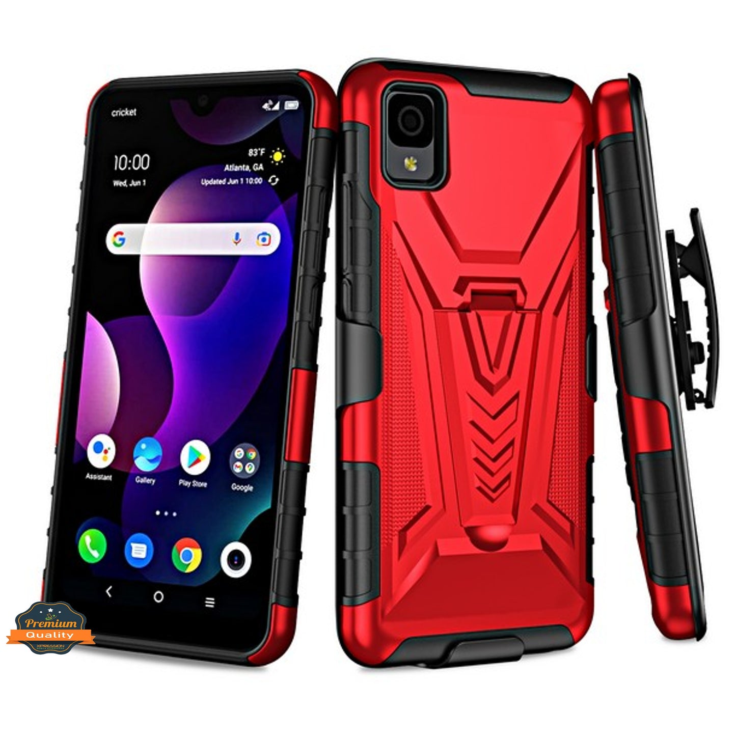 For TCL 30 Z (T602DL) Hybrid Armor V Kickstand with Swivel Belt Clip Holster Heavy Duty 3in1 Stand Shockproof Rugged  Phone Case Cover