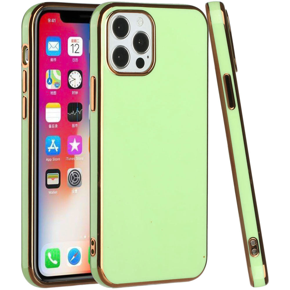 For Apple iPhone 8 Plus/7 Plus/6 6S Plus Electroplated Fashion Solid Gold Frame Hybrid Rubber TPU Hard PC Slim Fit  Phone Case Cover