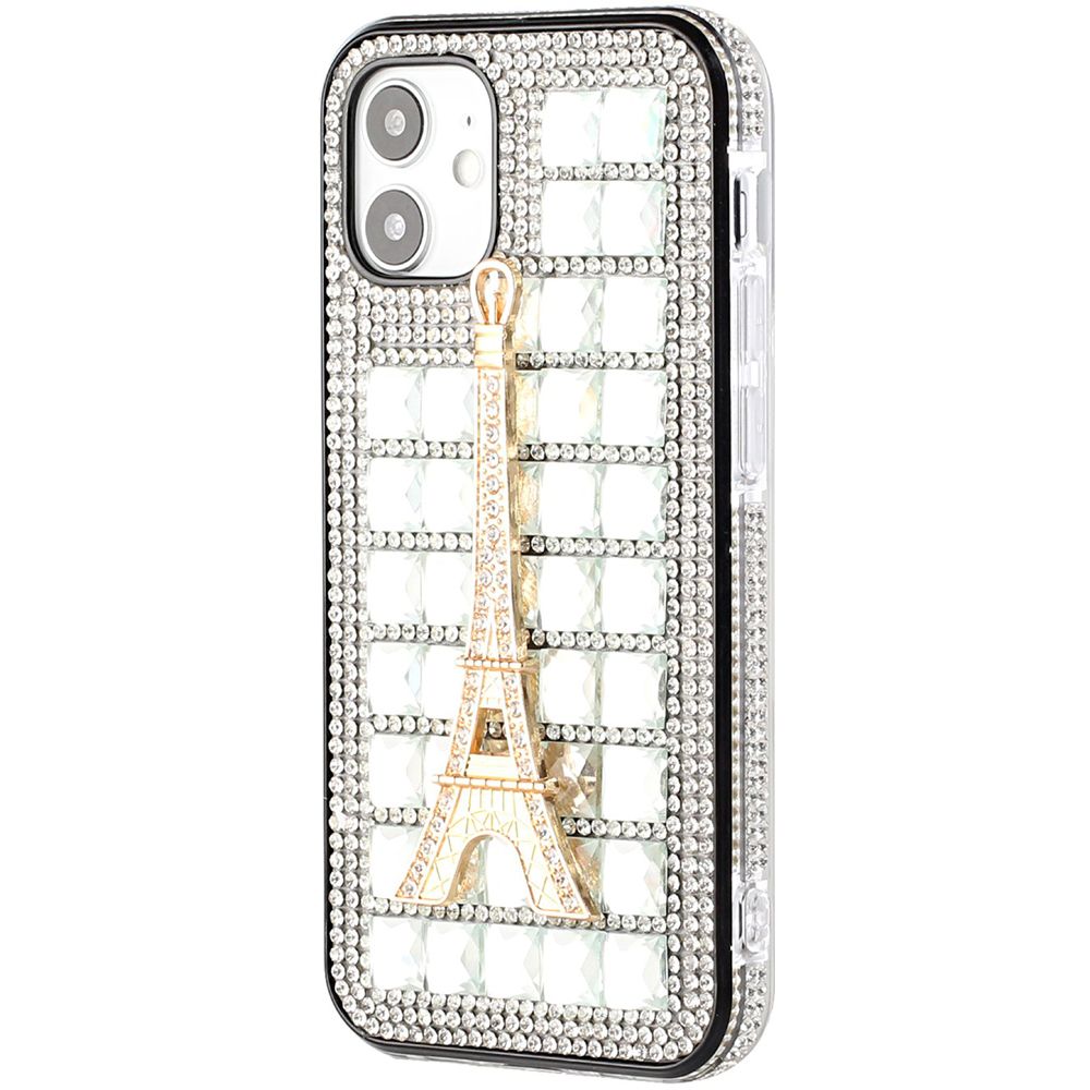 For Apple iPhone 12 Pro Max (6.7") Fashion Luxury 3D Bling Diamonds Rhinestone Jeweled Ornament Shiny Crystal Hybrid Hard  Phone Case Cover