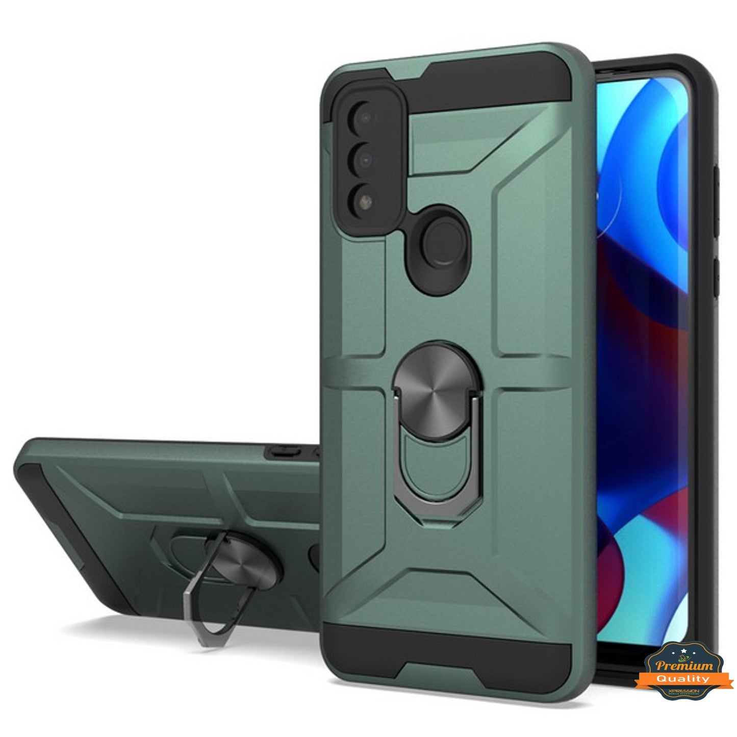 For T-Mobile Revvl 6 Pro 5G /Revvl 6 5G Hybrid Ring Stand [360° Rotatable Ring Holder Magnetic Kickstand] Rubber TPU  Phone Case Cover