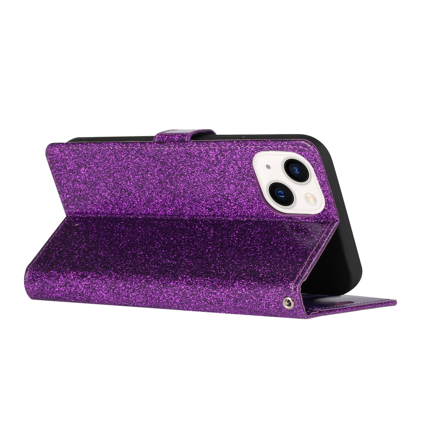 For Apple iPhone 11 (6.1") Wallet Bow Glitter Bling Ornament Shimmer with Credit Card Slot Pocket & Lanyard Strap  Phone Case Cover