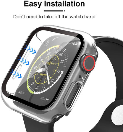 For Apple Watch 41mm Series 7 Ultra Clear Transparent PC with Built in Screen Protector Snap-on Full Coverage Shell Rubber TPU + Hard PC Frame for iWatch Series 7 (41MM) Clear Screen Protector