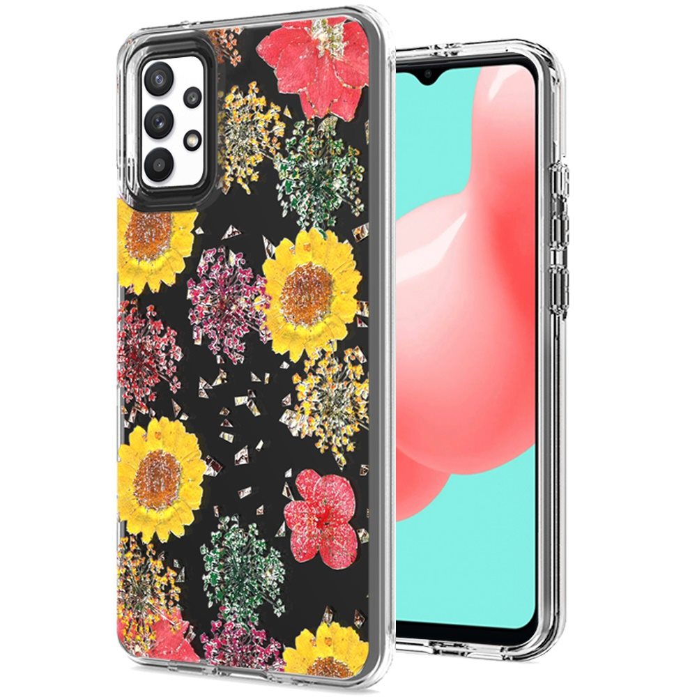 For Motorola Moto G Power 2022 (6.5") Glitter Floral Print Pattern Clear Design Shockproof Hybrid Fashion Sparkle Rubber TPU  Phone Case Cover