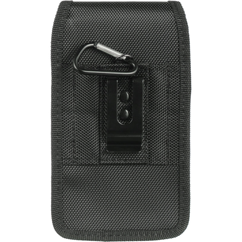 Universal Vertical Pouch Nylon Case with Belt Clip Holster and Belt Loop for Large Size Cell phone Fit Most Apple iPhone Samsung Galaxy LG Moto Cricket Universal Nylon [Large - Black]