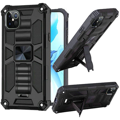 For Apple iPhone 11 (6.1") Heavy Duty Stand Hybrid [Military Grade] Rugged with Built-in Kickstand Fit Magnetic Car Mount  Phone Case Cover