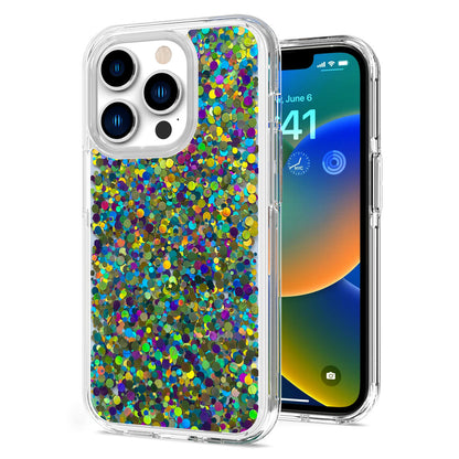 For Apple iPhone 13 (6.1") Colorful Glitter Bling Sparkle Epoxy Glittering Shining Hybrid Hard PC Silicone Shockproof  Phone Case Cover