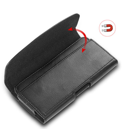 For Nokia C200 Universal Horizontal PU Leather Phone Belt Holster Case Magnetic Closure with Credit Card ID Holder Pouch Cover [Black]