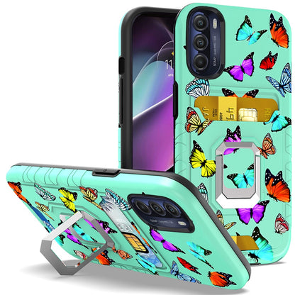 For Apple iPhone 11 (6.1") Stylish Wallet Designed with Credit Card Holder & Magnetic Stand Ring Heavy Duty Hybrid  Phone Case Cover