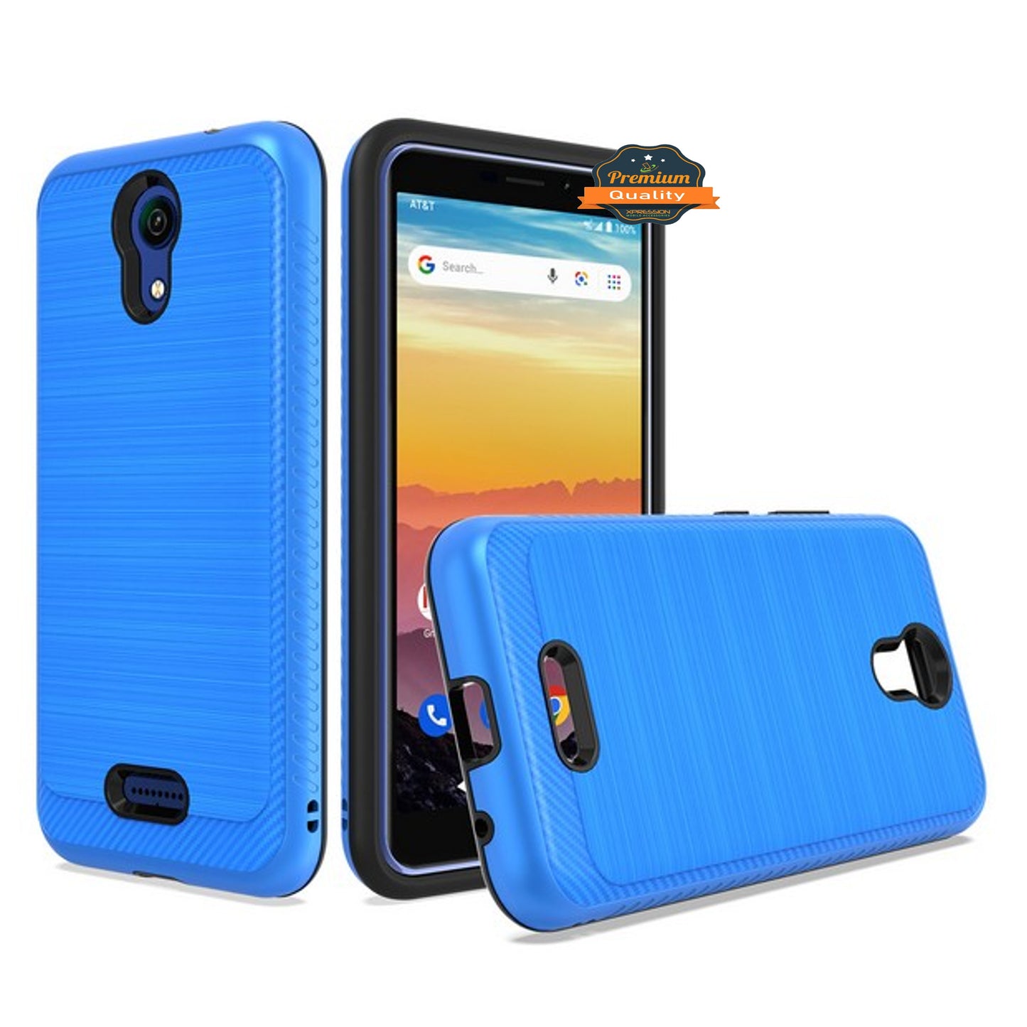 For Cricket Vision 3 Brushed Metal Texture Hybrid Dual Layer Defender TPU PC Rugged Shockproof Armor Carbon Fiber Design  Phone Case Cover