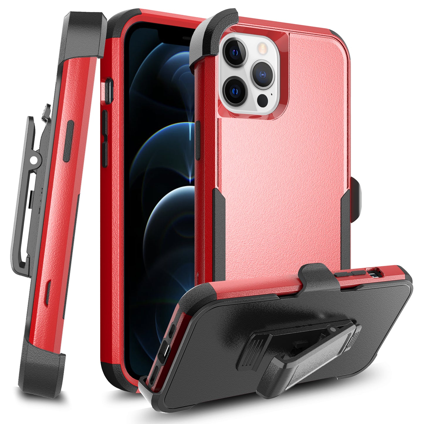 For Apple iPhone 11 (6.1") Hybrid Rugged Shockproof 3-Layer Military Durable Heavy Duty with 360 Swivel Belt Clip Kickstand & Holster  Phone Case Cover